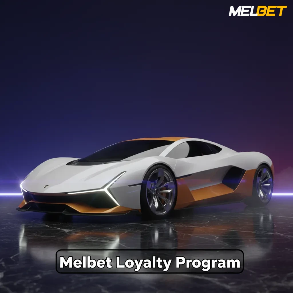 Melbet Loyalty Program graphic: Bronze–VIP tiers, earn points from bets, exchange for bonuses, cashback, priority support.