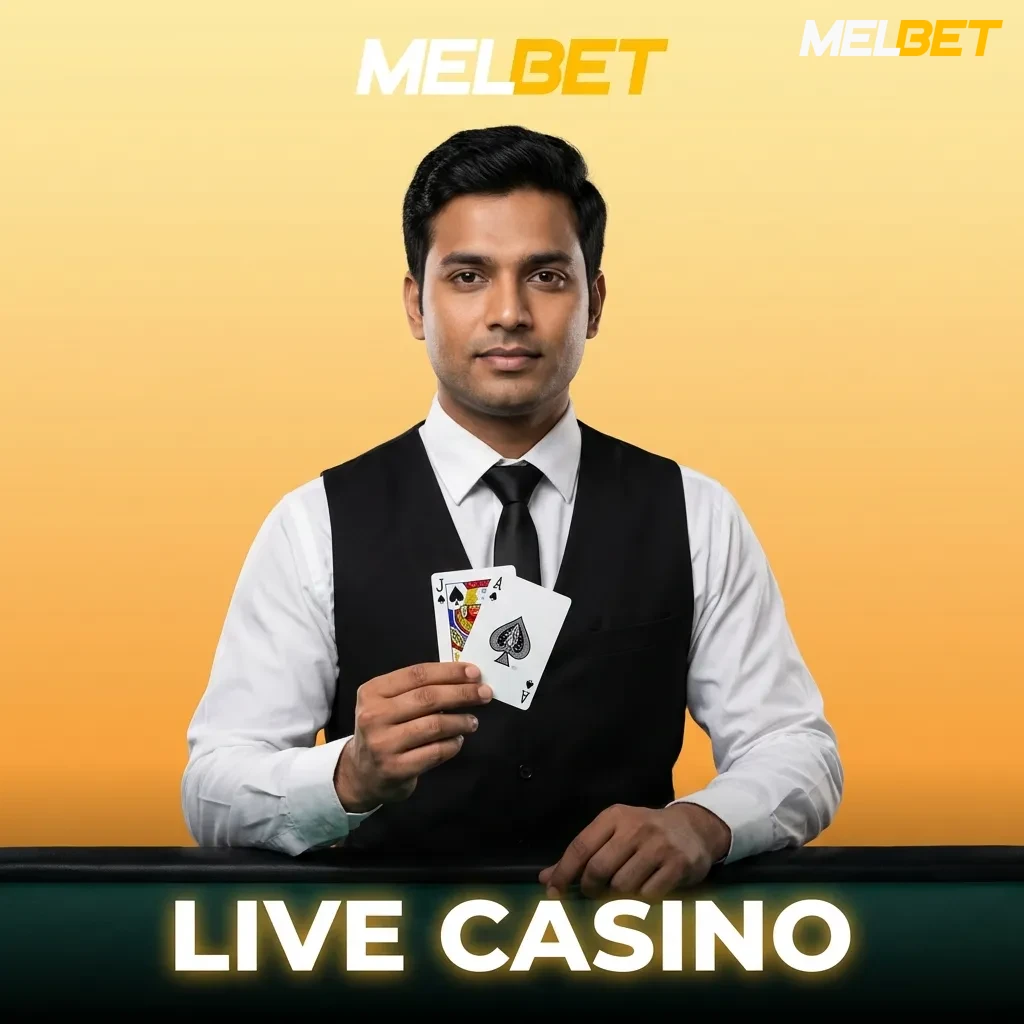 Player at Melbet India live casino table with real dealer video stream and chat window, showing roulette and card games